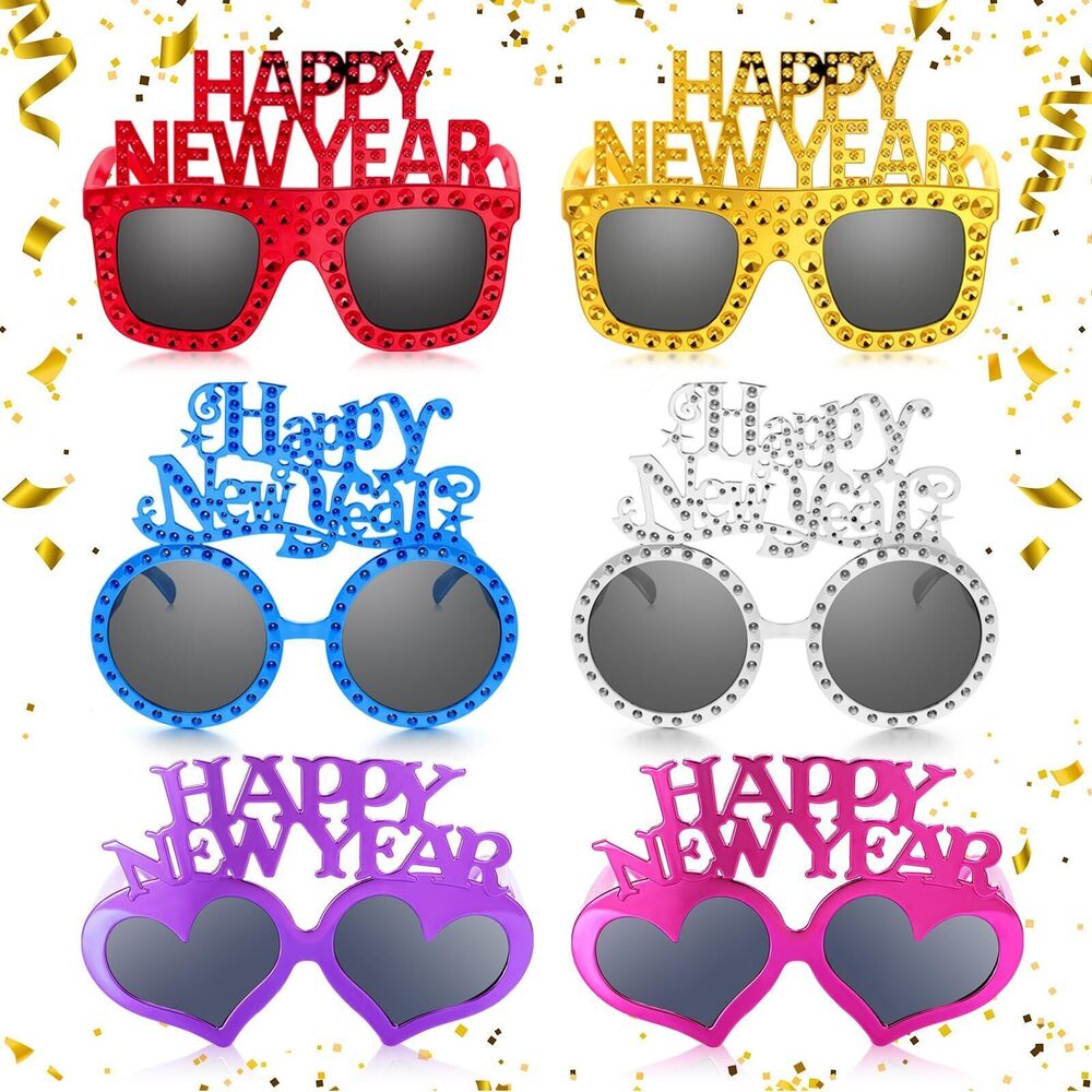 2632 6 Pcs 2025 Happy New Year Eyeglasses, Happy New Year Party Favors
